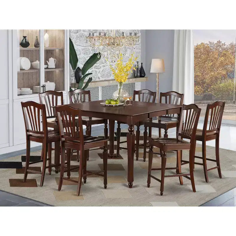 HomeStock Counter Height Dining Set Black Butterfly Leaf Table 8 Chairs