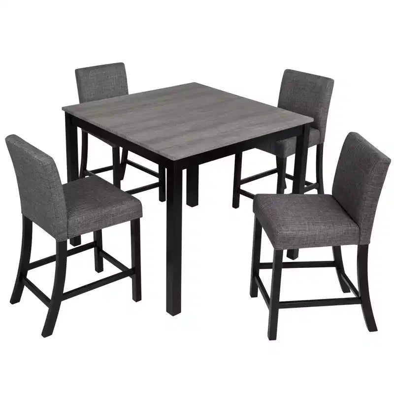 Ensemble de table à hauteur de comptoir 5 pièces avec 4 chaises, Ensemble de table à hauteur de comptoir pour 4 avec chaises
