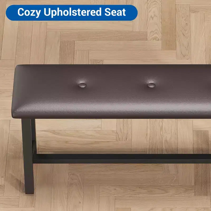 Ensemble table à manger pour 4 personnes, table de cuisine avec 2 bancs rembourrés, ensemble de salle à manger en bois, pour petit espace, appartement, maison, dîner