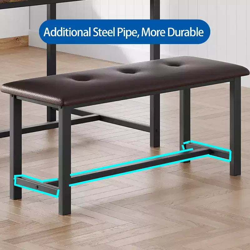 Ensemble table à manger pour 4 personnes, table de cuisine avec 2 bancs rembourrés, ensemble de salle à manger en bois, pour petit espace, appartement, maison, dîner
