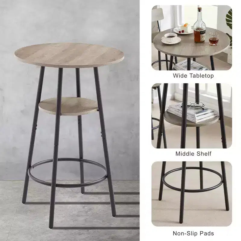 Ensemble de 3 tabourets de bar pour 2 personnes, table de bar hauteur comptoir avec 2 tabourets rembourrés, ensemble de petit-déjeuner/bistro, rustique et industriel - ModernLuxe