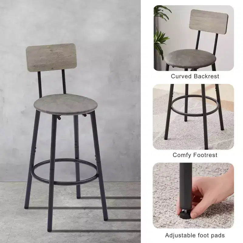 Ensemble de 3 tabourets de bar pour 2 personnes, table de bar hauteur comptoir avec 2 tabourets rembourrés, ensemble de petit-déjeuner/bistro, rustique et industriel - ModernLuxe