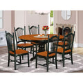 HomeStock Belmont 7-Piece dinette set with one Kenley table and 6 dining room chairs in a Black & Cherry Finish
