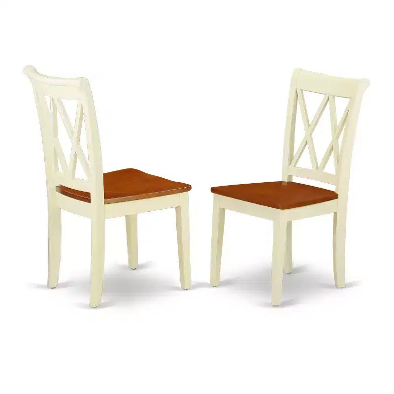 HomeStock Belmont Table ronde de 36 pouces et 2 chaises à dossier en X doubles, 3 pièces