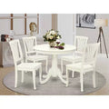 HomeStock Belmont 5PC Round 36 inch Table and 4 vertical slatted Chairs, Linen White