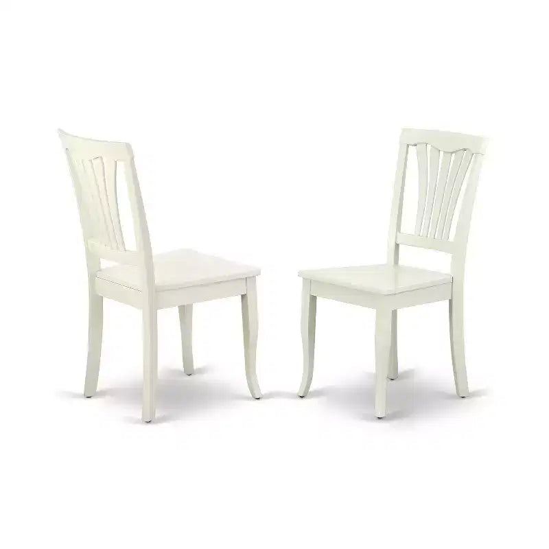 HomeStock Belmont, ensemble de 5 pièces : table ronde de 91 cm et 4 chaises à lattes verticales, blanc lin