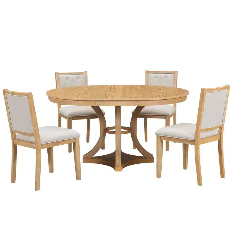 Ensemble de salle à manger 5 pièces GDFStudio Jane avec table ronde et chaises sans accoudoirs
