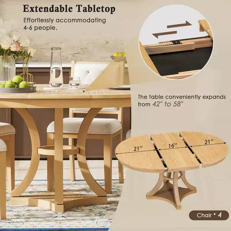 Ensemble de salle à manger 5 pièces GDFStudio Jane avec table ronde et chaises sans accoudoirs