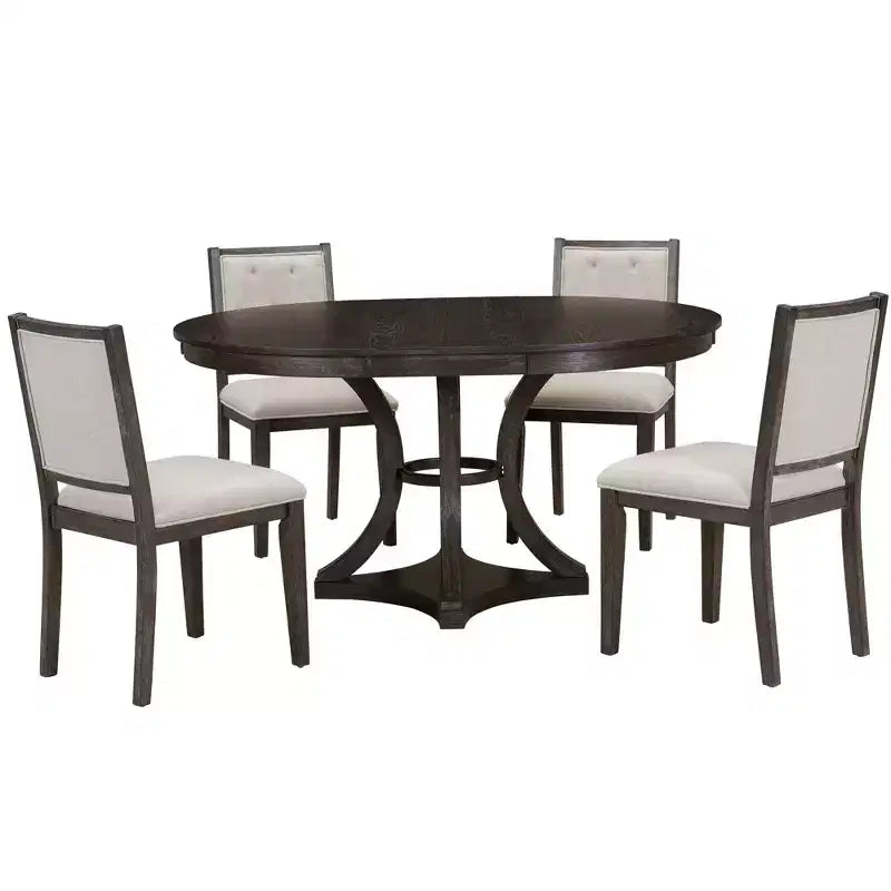 Ensemble de salle à manger 5 pièces GDFStudio Jane avec table ronde et chaises sans accoudoirs