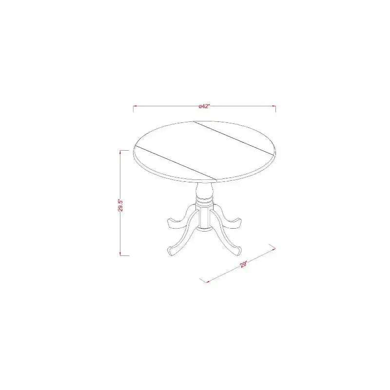 Ensemble de salle à manger rustique : table de cuisine ronde 5 pièces 107 cm avec rallonges et 4 chaises Parsons
