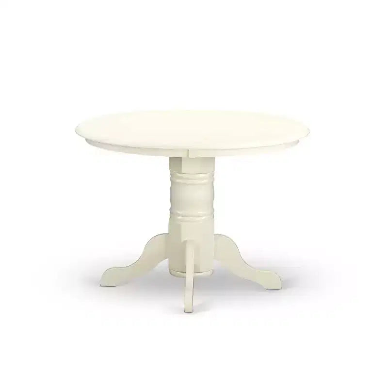 Ensemble table à manger pour 4 – Table de cuisine ronde 5 pièces avec chaises – Charme ancien – 42 pouces – Blanc lin