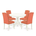 Round Dinette Set 5Pc - 42 Inch Table & 4 Chairs - Pink Flamingo PU Leather - Home Kitchen Furniture
