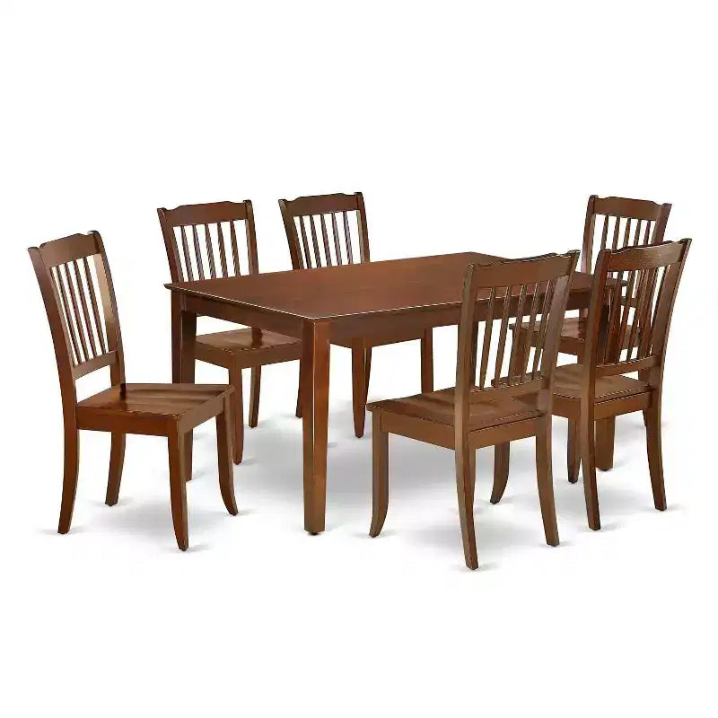 Rectangular Dining Set 7Pc - Rococo Style Table & Chairs - Elegant Dining Room Furniture