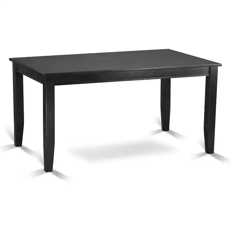 HomeStock Ensemble de 5 pièces : Table à manger rectangulaire avec plateau en bois massif finition noire et 4 chaises