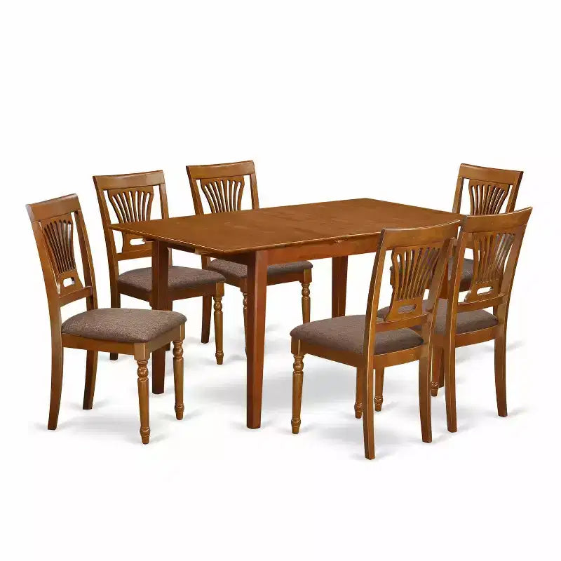 Modern Kitchen Table Set - 5 Piece Dining Set, Rectangular Table & 4 Chairs, Small Space Friendly, Saddle Brown Finish