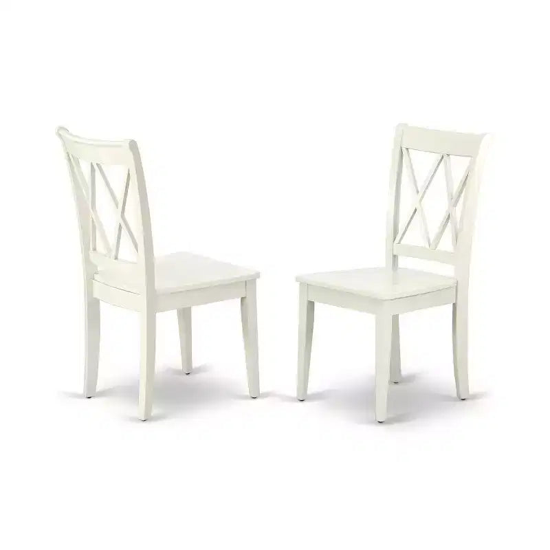 Ensemble de salle à manger nordique - Table et chaises 3 pièces - Table ronde de 42 pouces - Finition blanc lin - Meubles modernes