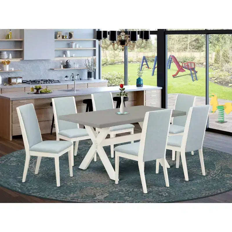 HomeStock Ensemble de 5 pièces : Table à manger en bois massif finition chêne naturel avec 4 chaises Parson