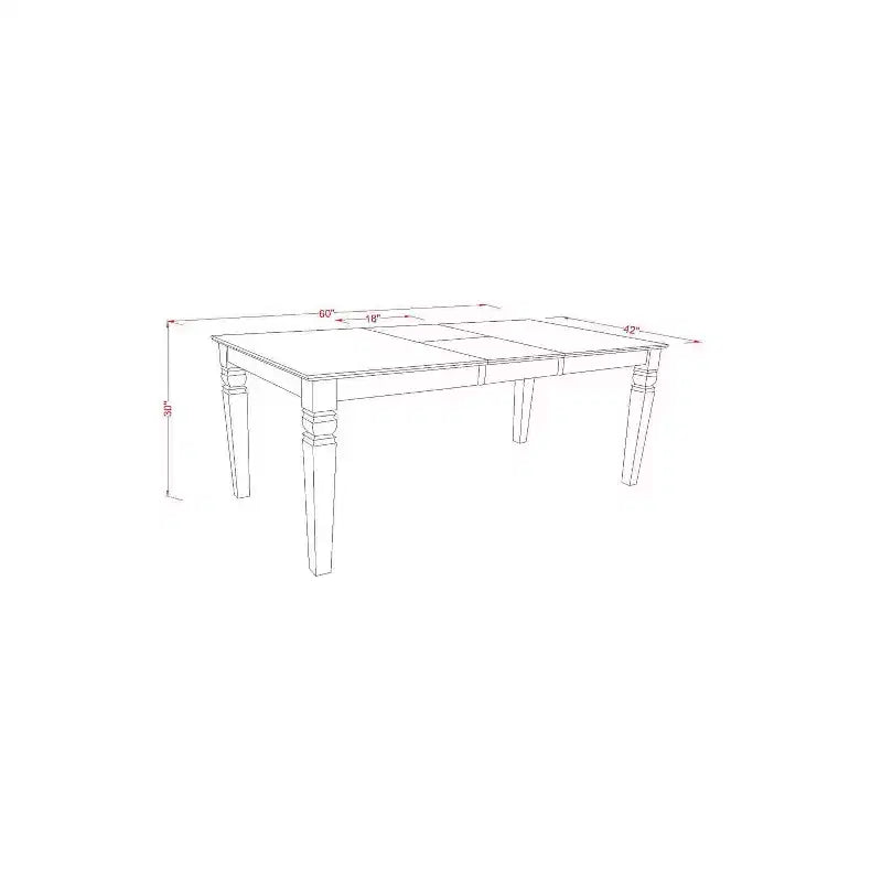 Ensemble de salle à manger médiéval 5 pièces avec table rectangulaire et chaises - Table de 42/60 pouces avec rallonge
