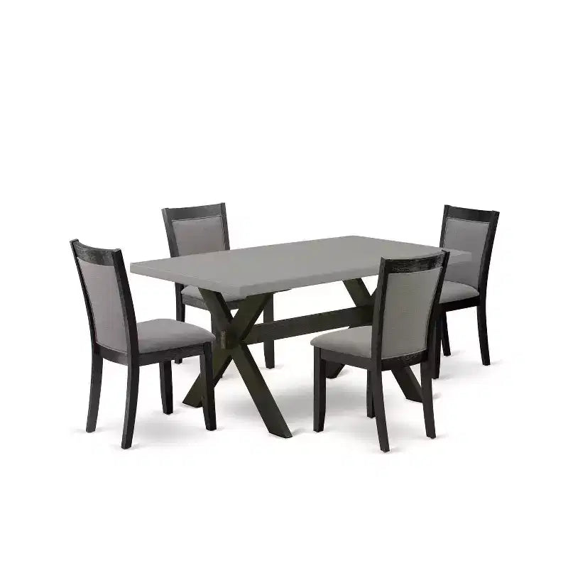 HomeStock 5-Piece Natural Oak Finish Solid Wood Top Dining table with 4 Chairs