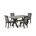 HomeStock 5-Piece Natural Oak Finish Solid Wood Top Dining table with 4 Chairs
