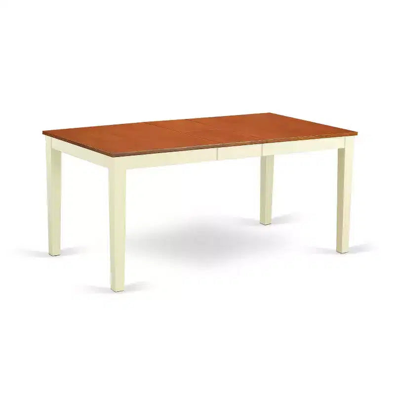 HomeStock Table à manger 6 places rectangulaire avec plateau en bois massif finition merisier "Buttermilk", 1 banc et 4 chaises