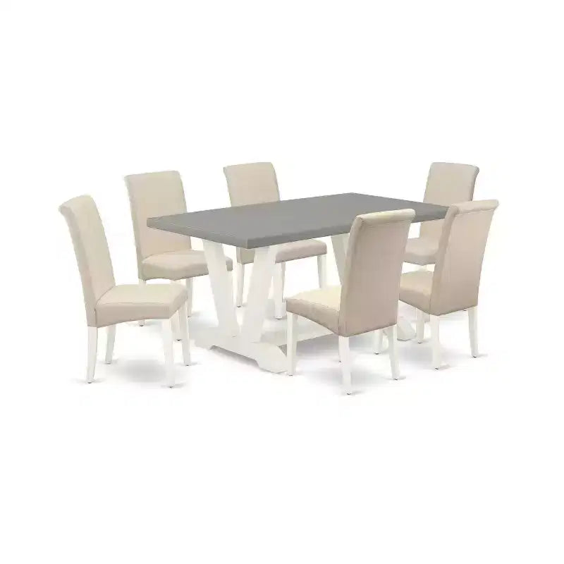 HomeStock 7-Piece Natural Oak Finish Solid Wood Top Dining Table with 6-Chairs