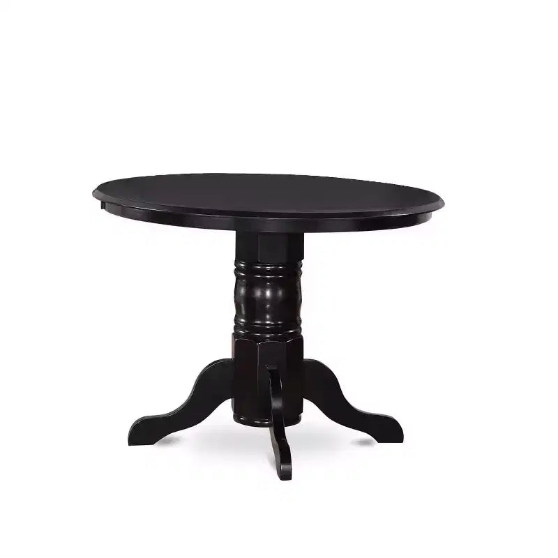Table à manger ronde 5 pièces HomeStock avec plateau en bois massif finition noire et 4 chaises
