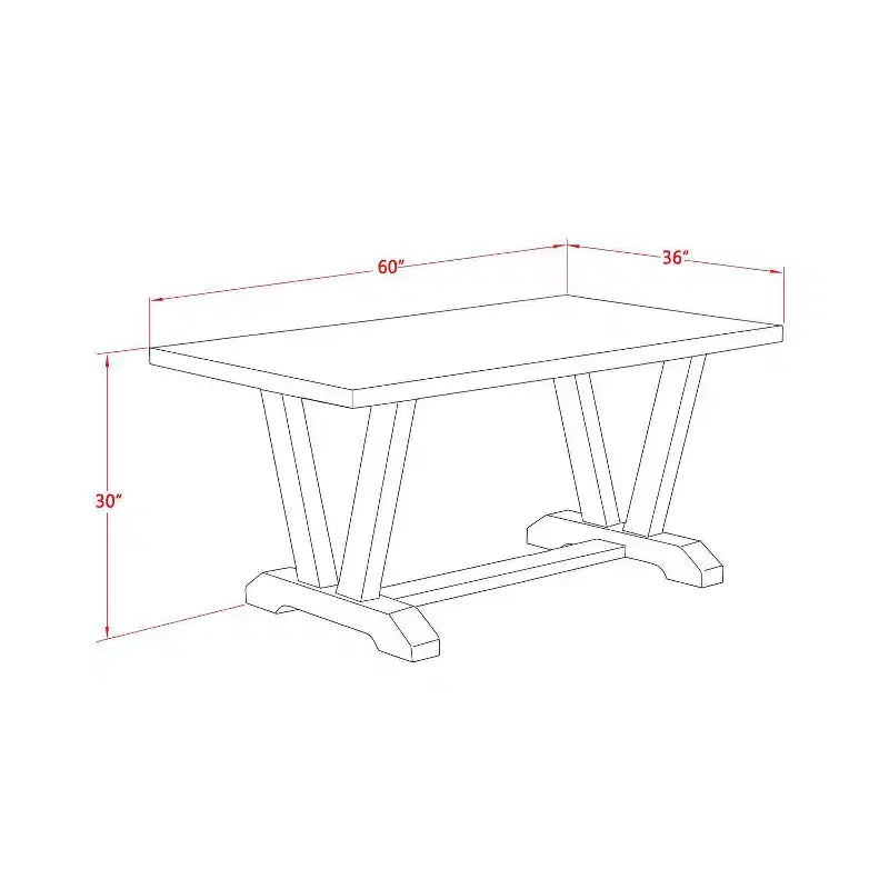 Table de salle à manger à plateau en bois massif finition jacobéenne vieillie, 5 pièces, avec 4 chaises Parson