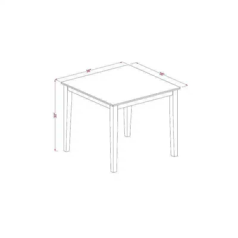 Ensemble de salle à manger carré rétro - Table 36" et 2 chaises - Tissu lin crème - Pieds en acajou - HomeStock