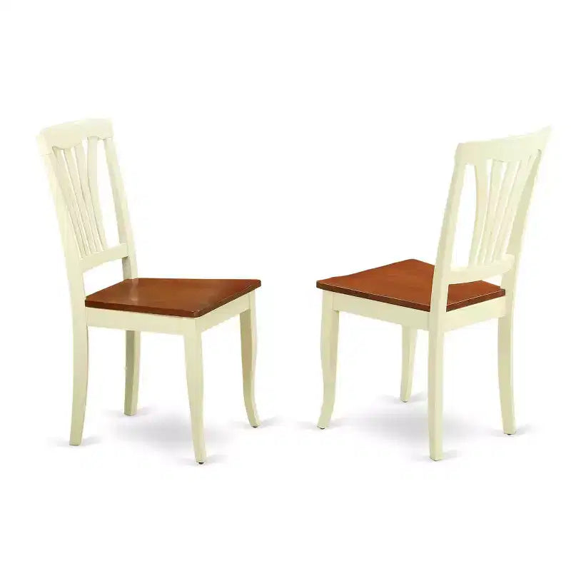 HomeStock Ensemble de salle à manger 5 pièces en bois massif, table ronde à plateau laiteux et cerisier avec 4 chaises