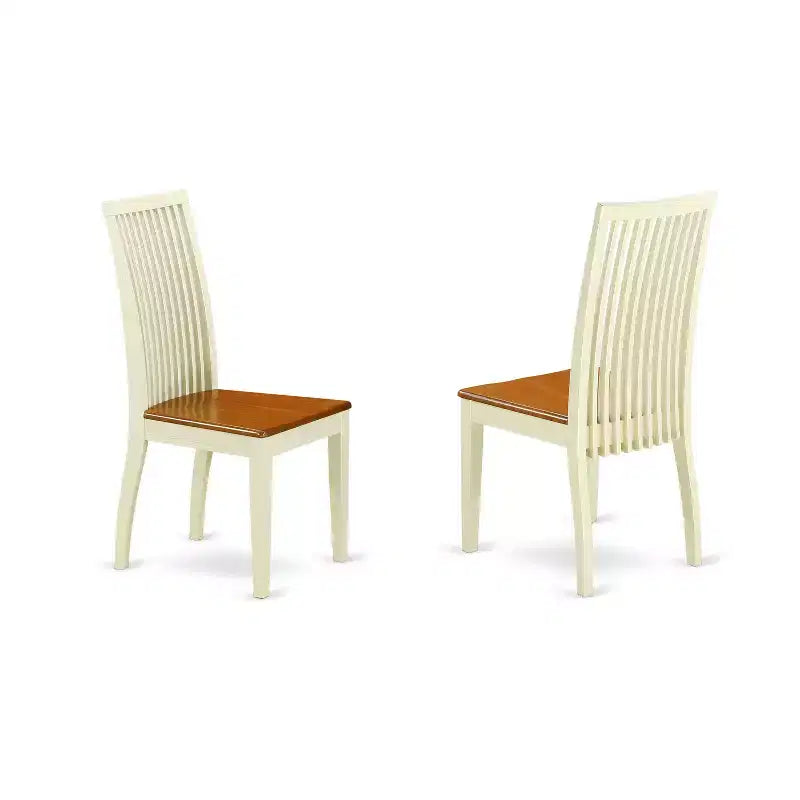 Ensemble de salle à manger 5 pièces - Table de cuisine et 4 chaises - Table ronde à pied central - Finition cerisier crème