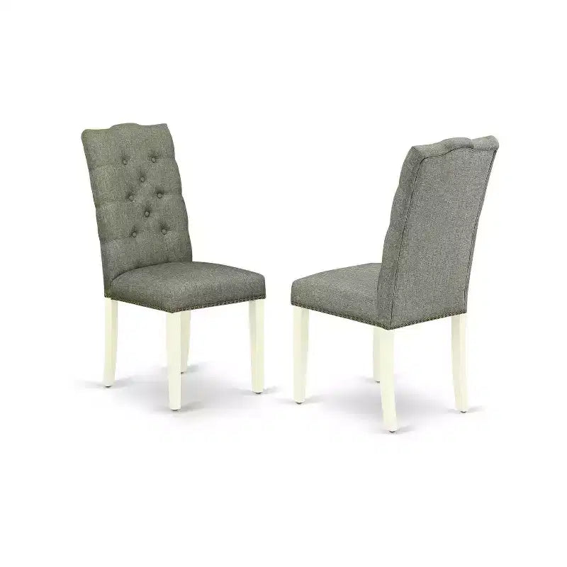 Table à manger 5 pièces rectangulaire avec plateau en bois massif finition chêne naturel et 4 chaises Parsons avec