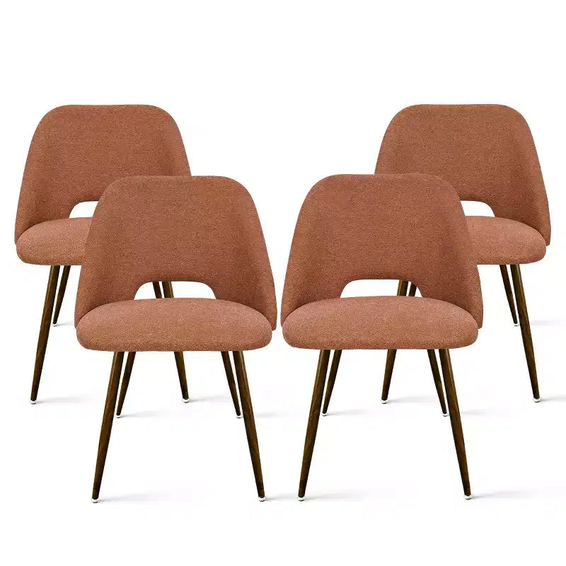 Ensemble de salle à manger rond 5 pièces en verre avec chaises en tissu rembourré, meubles de cuisine et de salle à manger modernes avec pieds en noyer-Panipeachy