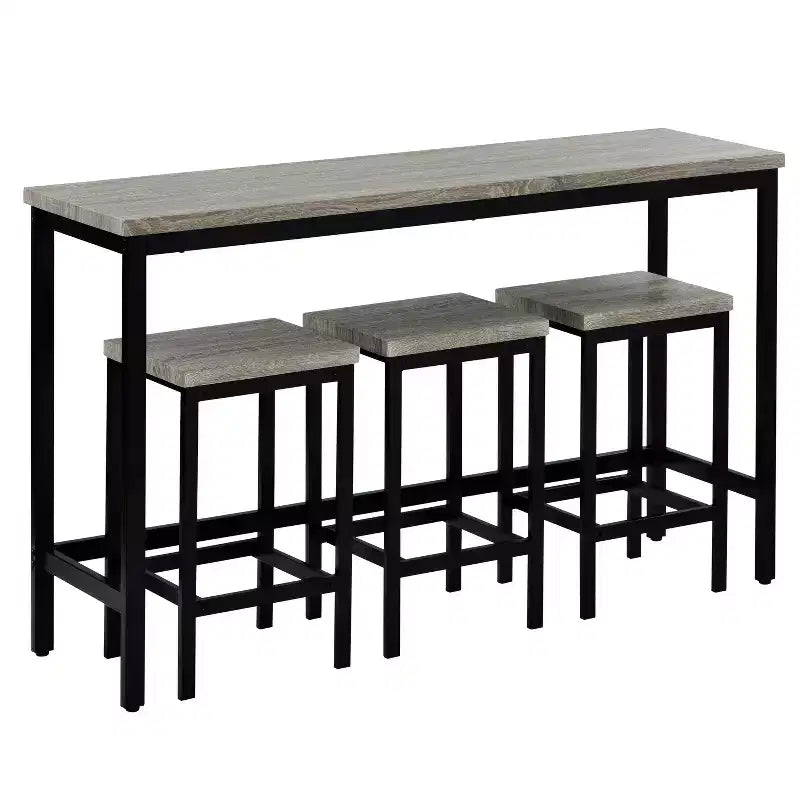 Ensemble de table à manger hauteur comptoir pour 3, ensemble de cuisine de pub en métal, table d'appoint avec repose-pieds et 3 tabourets