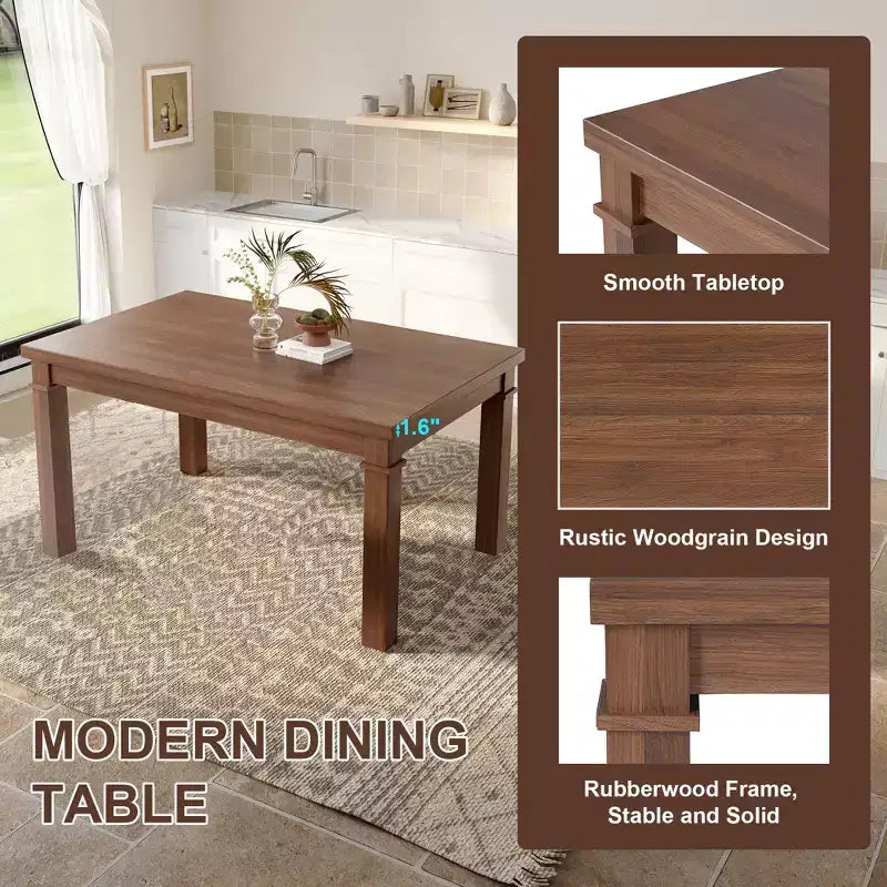 GDFStudio Jordan Ensemble repas moderne 6 pièces avec table rectangulaire, 4 chaises rembourrées et banc