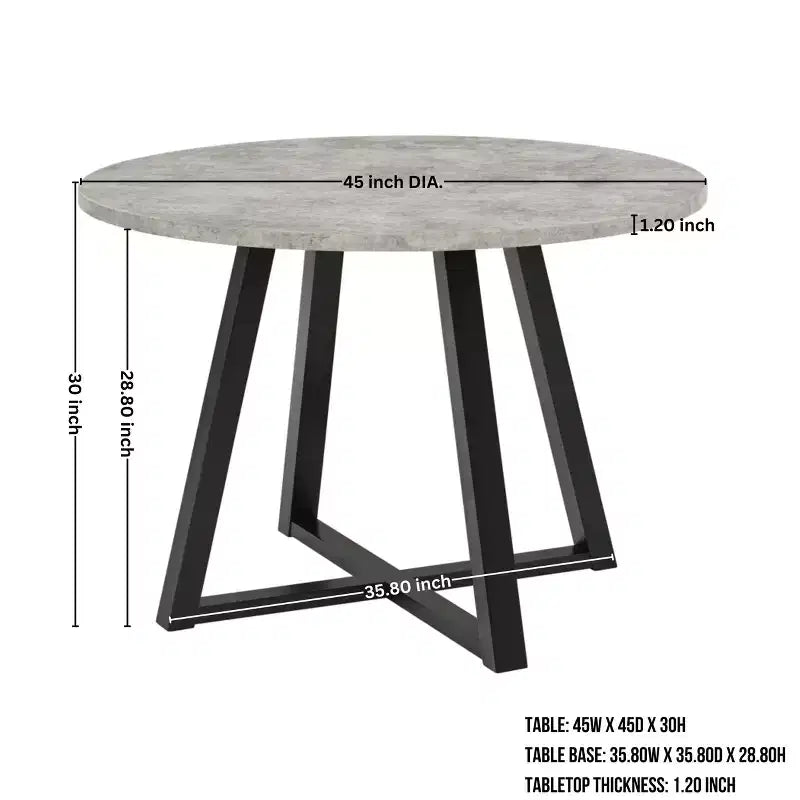 Ensemble de salle à manger 5 pièces Roundhill Furniture Edo, table ronde à tréteaux et 4 chaises rembourrées