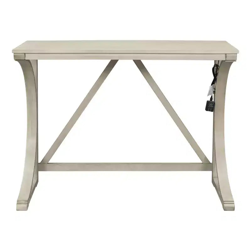 JVNOXK Ensemble table et 2 tabourets de bar style campagnard, ports USB intégrés et tabourets rembourrés, idéal pour les salles à manger, blanc