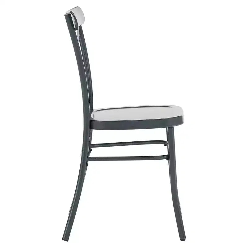 Table de salle à manger ronde Jolana avec plateau en chêne et pieds noirs et ensemble de chaises en métal à dossier en X - iNSPIRE Q