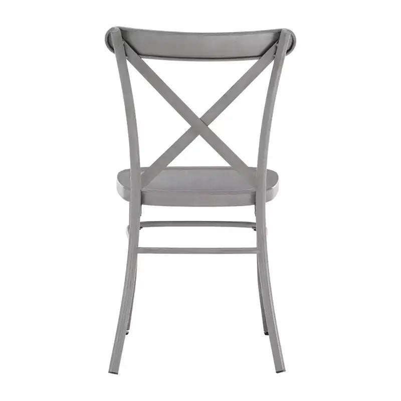 Table de salle à manger ronde Jolana avec plateau en chêne et pieds noirs et ensemble de chaises en métal à dossier en X - iNSPIRE Q