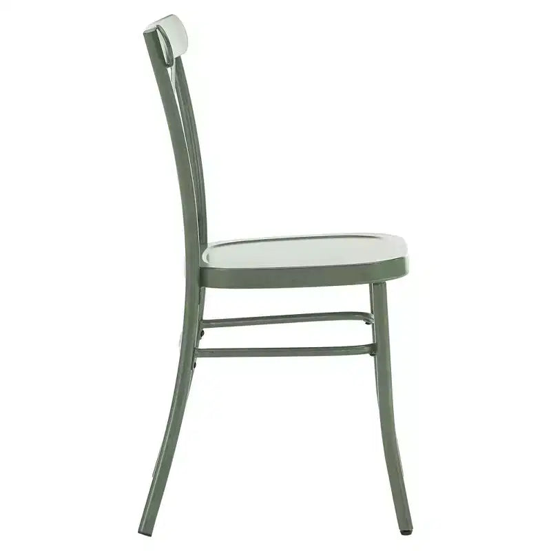 Table de salle à manger ronde Jolana avec plateau en chêne et pieds noirs et ensemble de chaises en métal à dossier en X - iNSPIRE Q