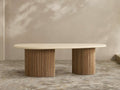 Table à manger d'extérieur en pierre calcaire