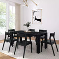 Ensemble de table à manger Plank+Beam 72 Modern en bois massif, brosse métallique noire, + 6 chaises